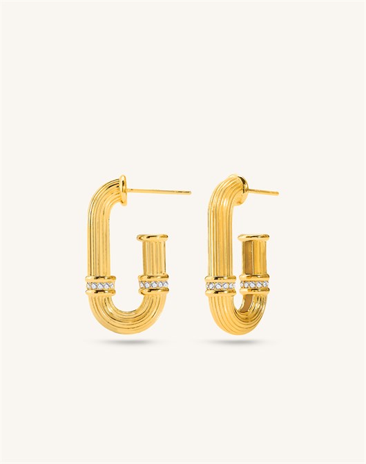 Özel Tasarım 0,50 Micron Plated U Hoops Earrings Gold
