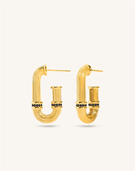 Özel Tasarım 0,50 Micron Plated U Hoops Earrings Gold